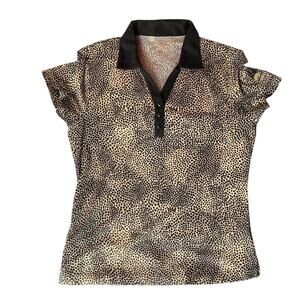 Glitter leopard print Moisture Wicking Dry Swing Golf Women's Shirt Size Small